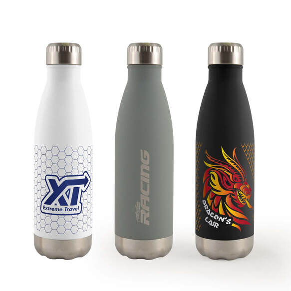 glass drink bottle promo with logo