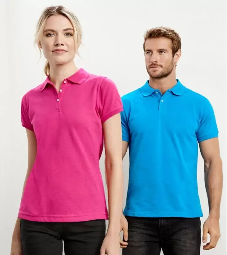 Image of men and womens polo shirts which can be custom embroidered with your companies logo.