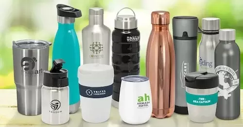 Custom Brand logo onto stainless steel drink bottles and coffee cups, view the ADM Solutions range of drinkware.