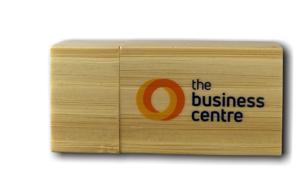 Wooden Rectangle USB Drive with a logo printed on it to promote your company